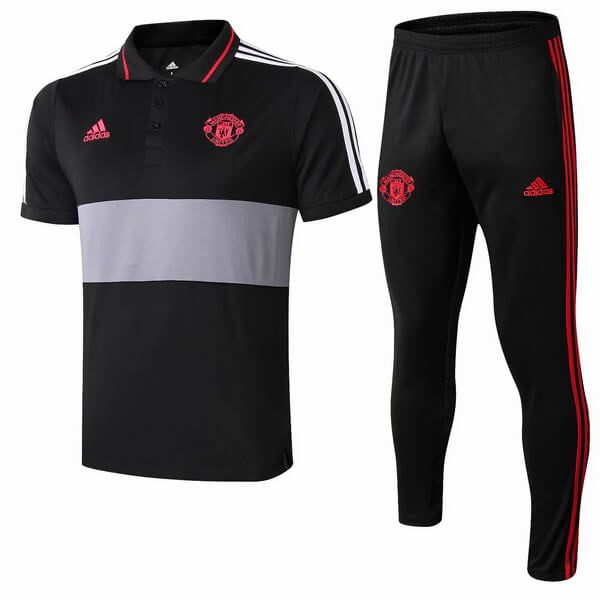 Polo Conjunto Completo Manchester United 2018-19 Negro Gris